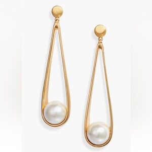 Dean Davidson Ipanema Drop Earrings 22K Gold Plate Pearl 2.25” EUC!